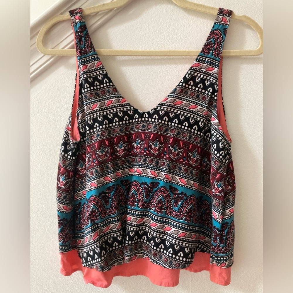 Hollister Printed Double Layer Boho Top Size Small